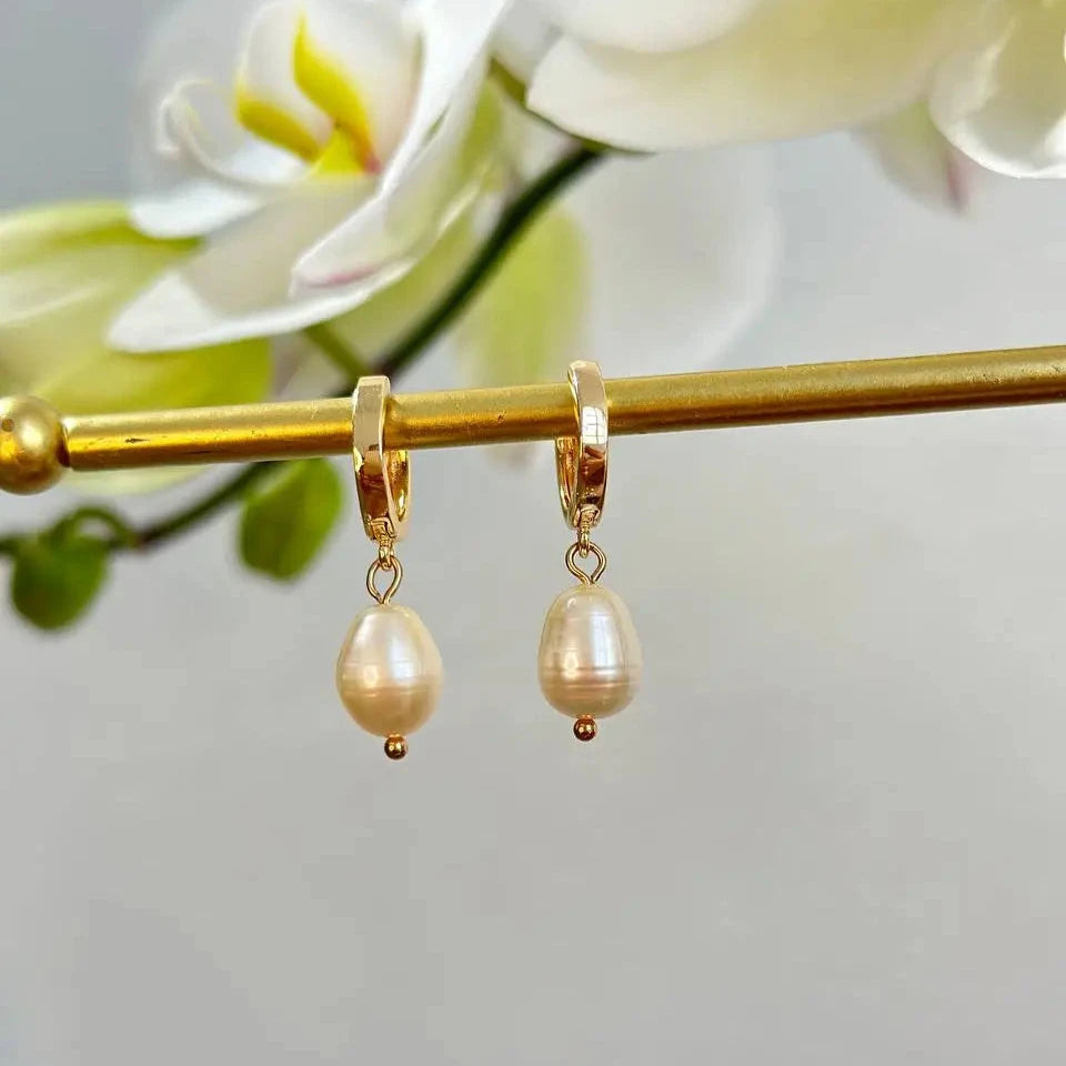 Aretes colgantes perlas