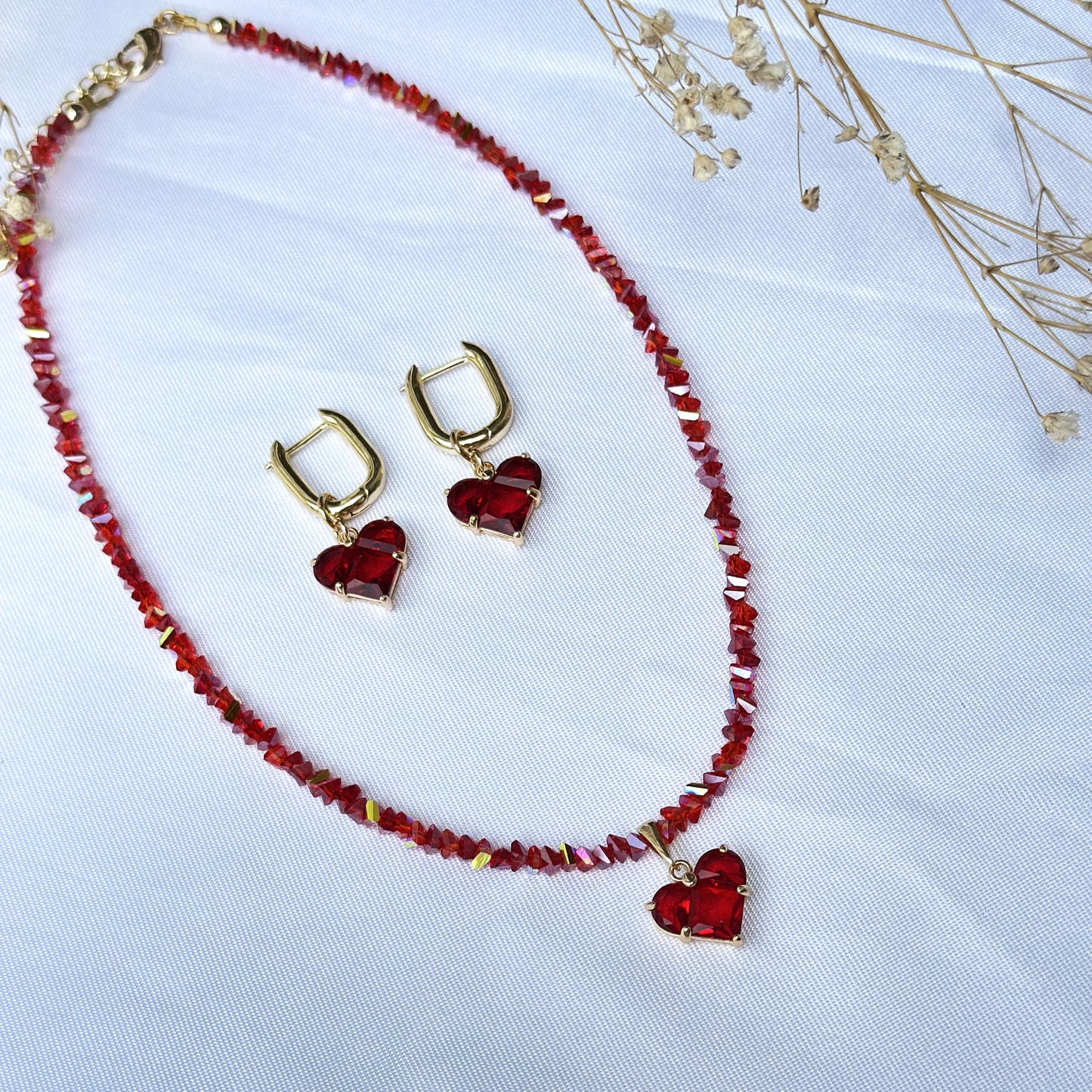 Set corazones rojos