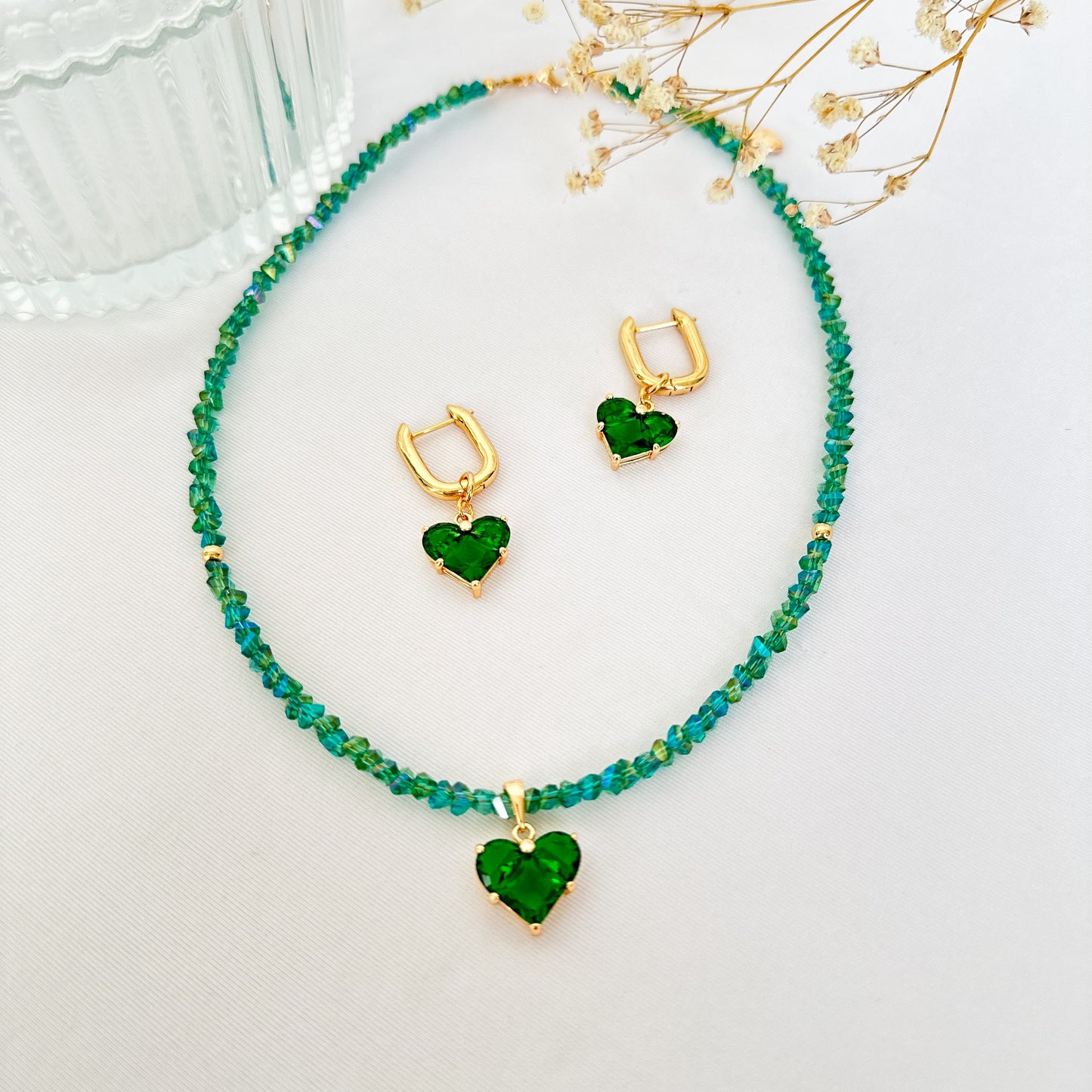 Set corazones verdes