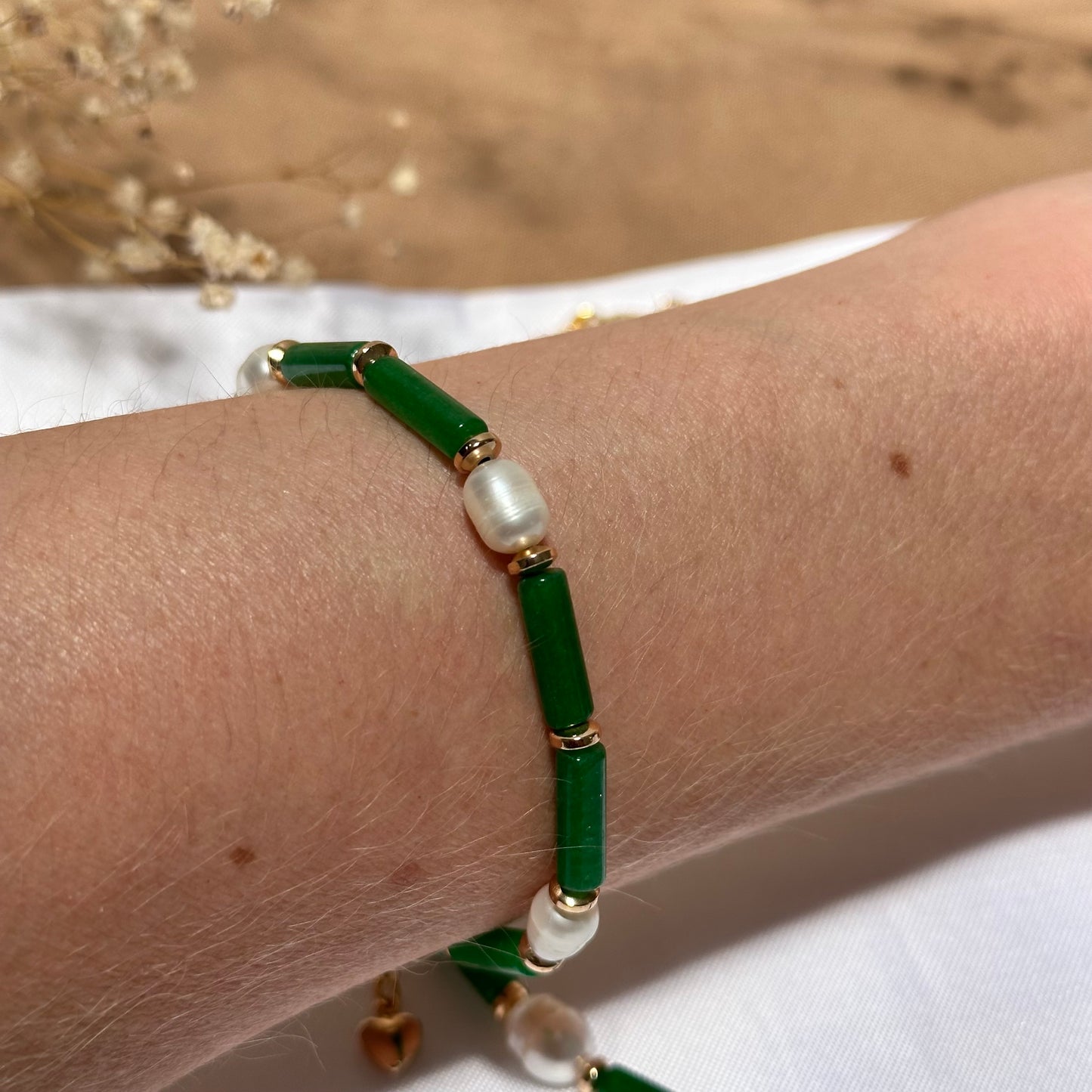 Pulsera de tubos agata verde