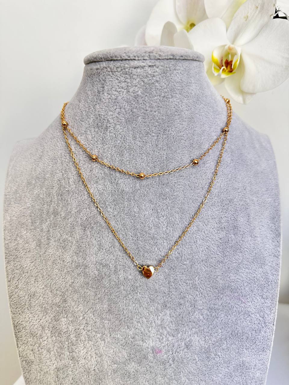 Cadena doble con corazón