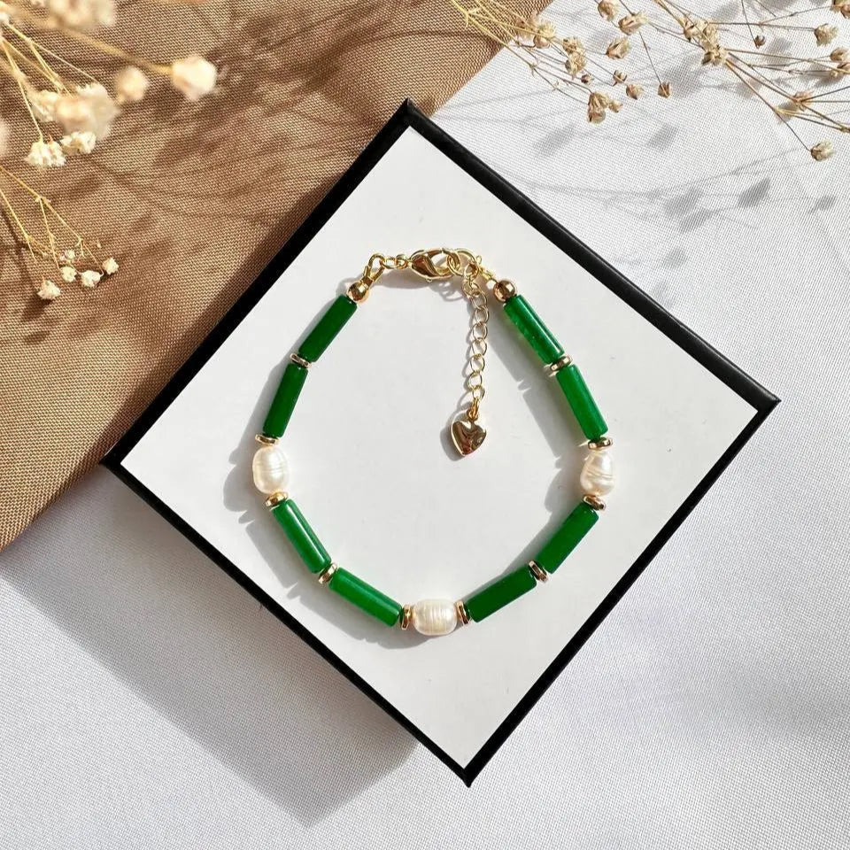 Pulsera de tubos agata verde