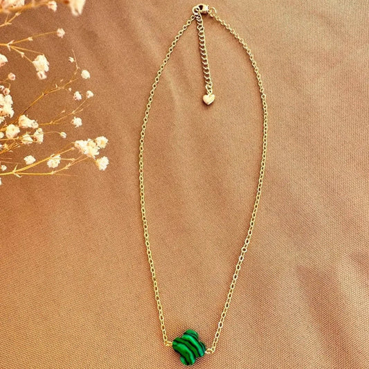 Cadena con trébol malaquita verde