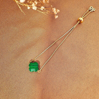 Pulsera ajustable con trébol malaquita verde
