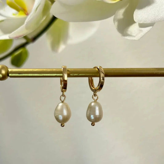 Aretes colgantes perlas