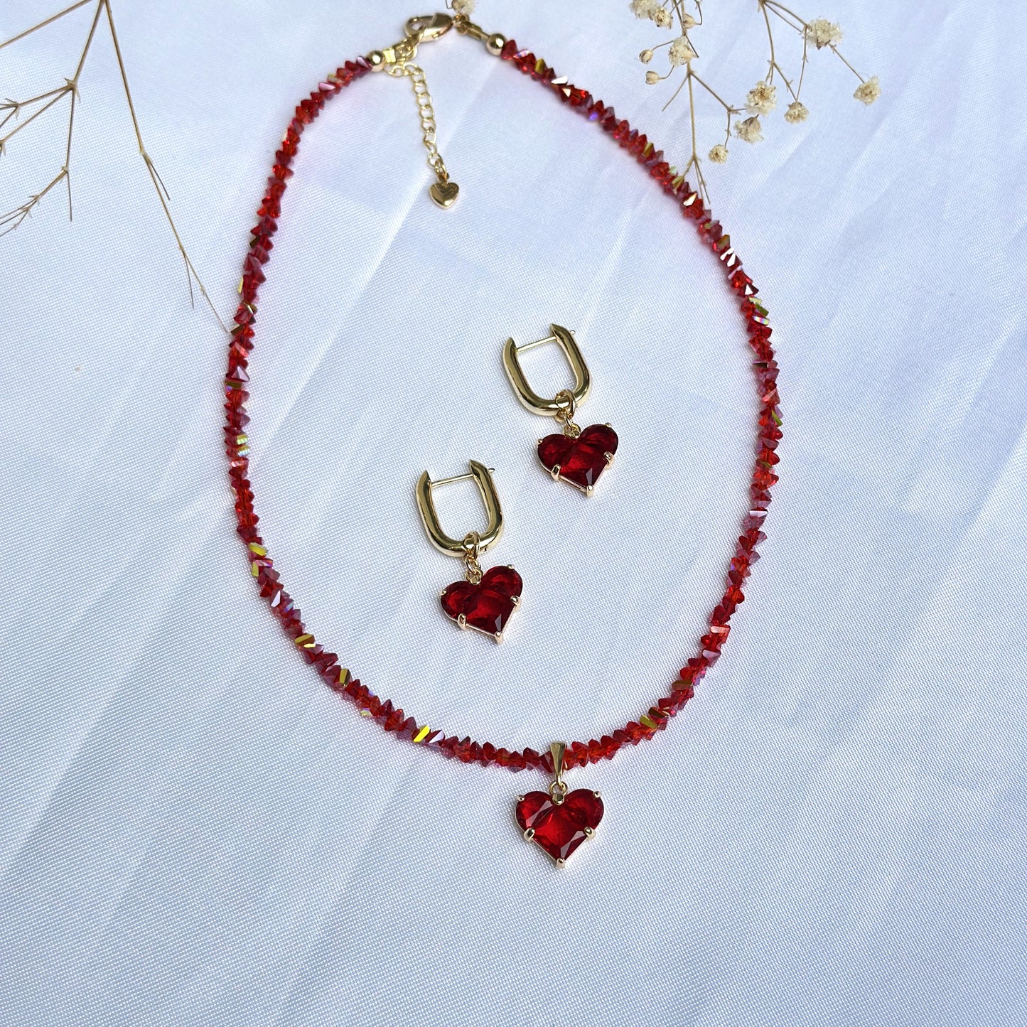 Set corazones rojos