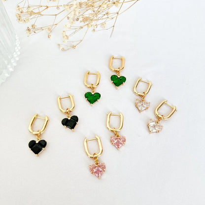 Aretes transformables corazones rosas