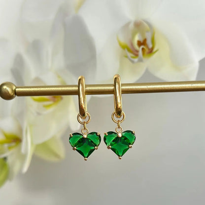 Aretes transformables corazones verdes