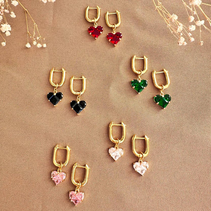 Aretes transformables corazones rosas