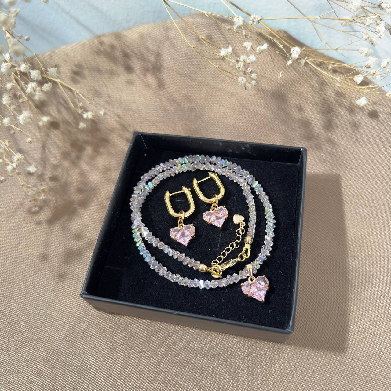 Set corazones rosas