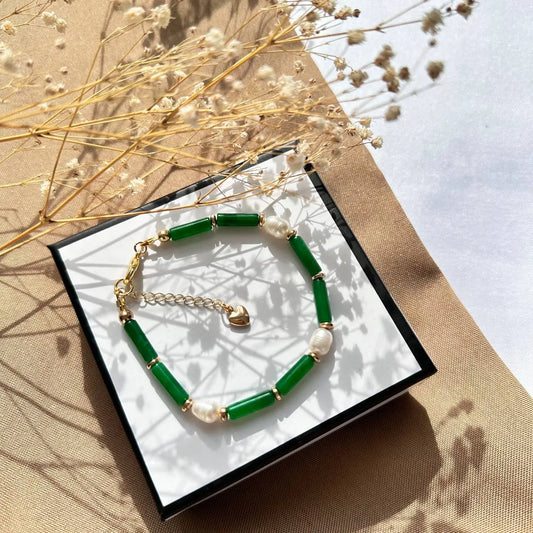 Pulsera de tubos agata verde