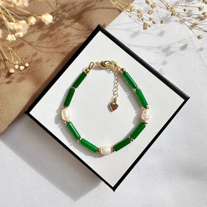 Pulsera de tubos agata verde
